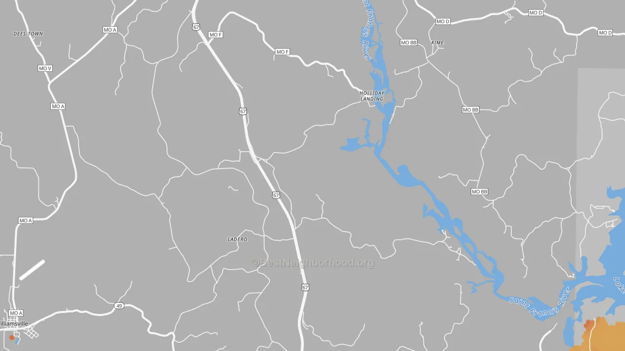 Bike Grade map of Holliday Landing, MO