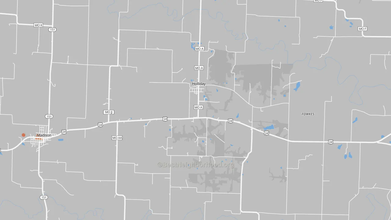Bike Grade map of Holliday, MO