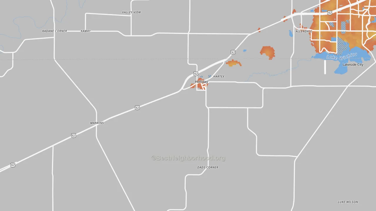 Bike Grade map of Holliday, TX