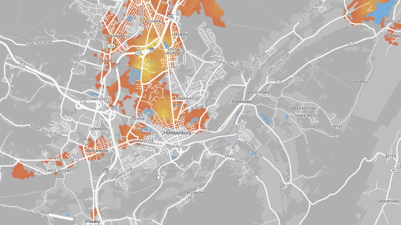 Bike Grade map of Hollidaysburg, PA