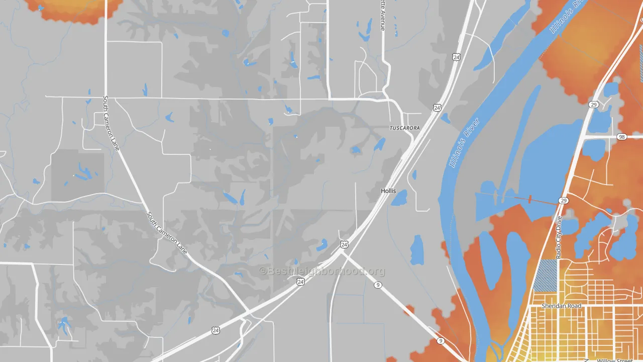 Bike Grade map of Hollis, IL