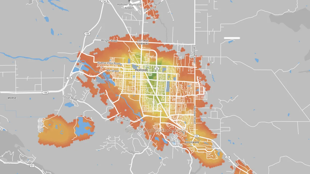 Bike Grade map of Hollister, CA