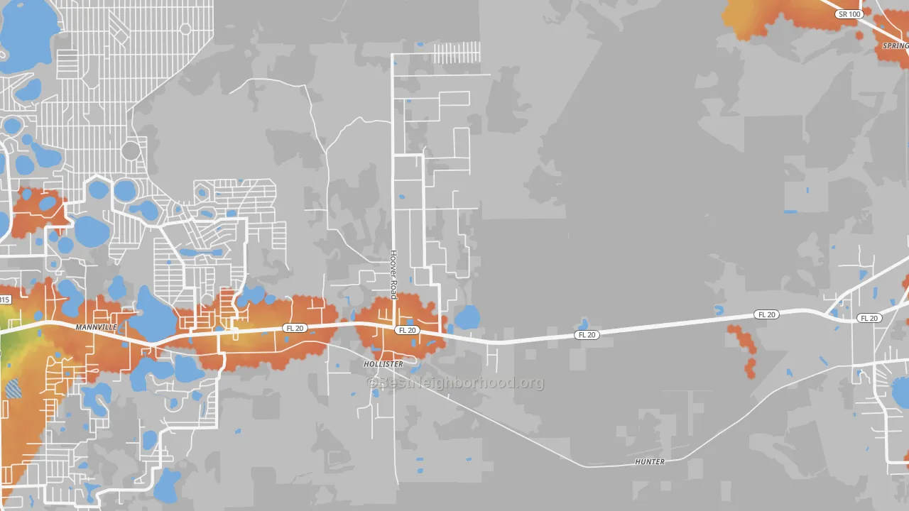 Bike Grade map of Hollister, FL