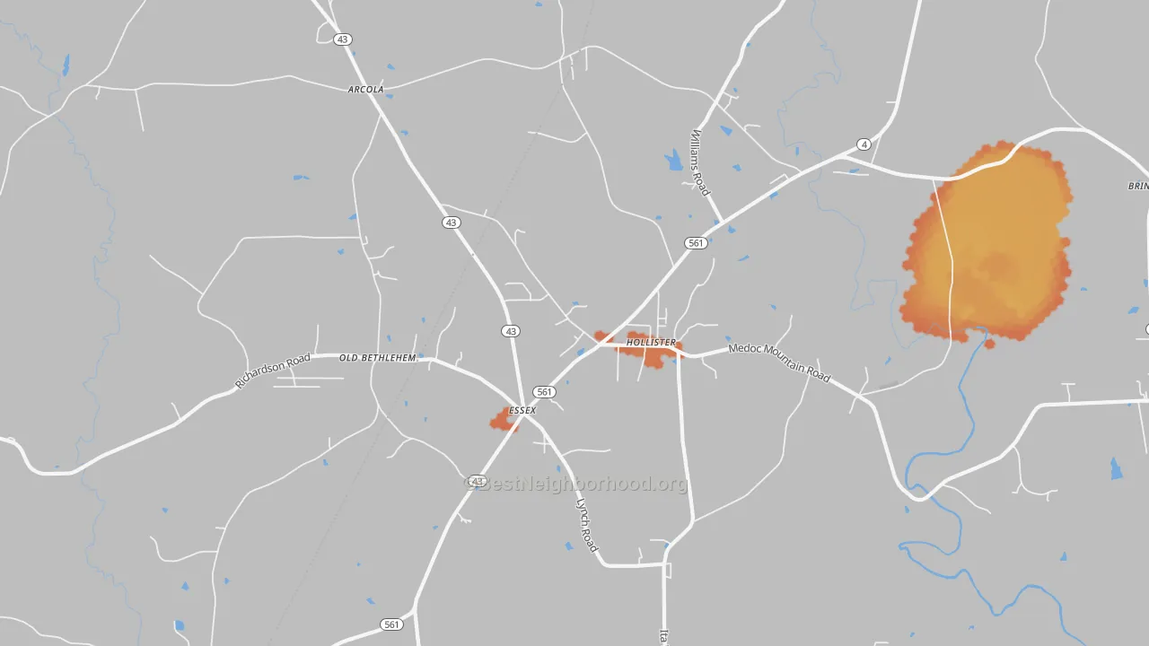 Bike Grade map of Hollister, NC