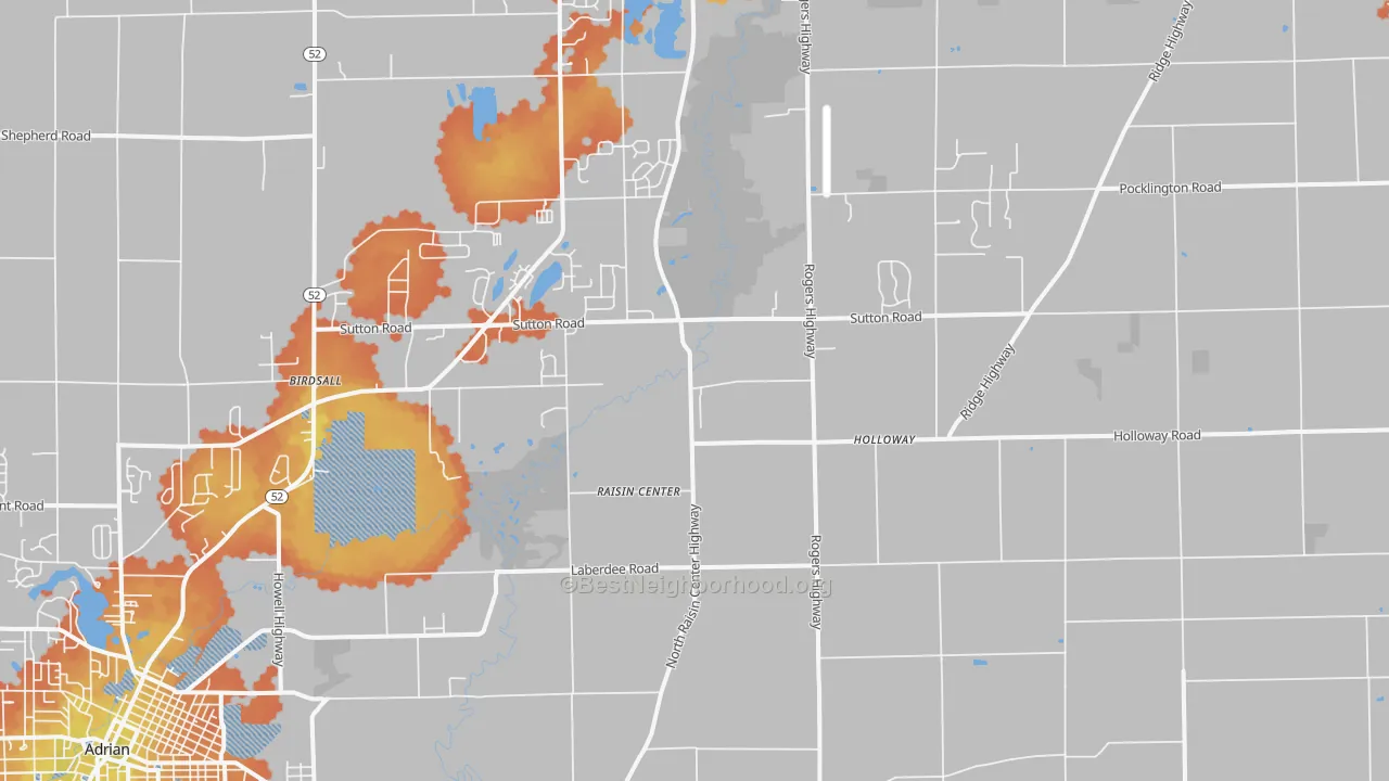 Bike Grade map of Holloway, MI