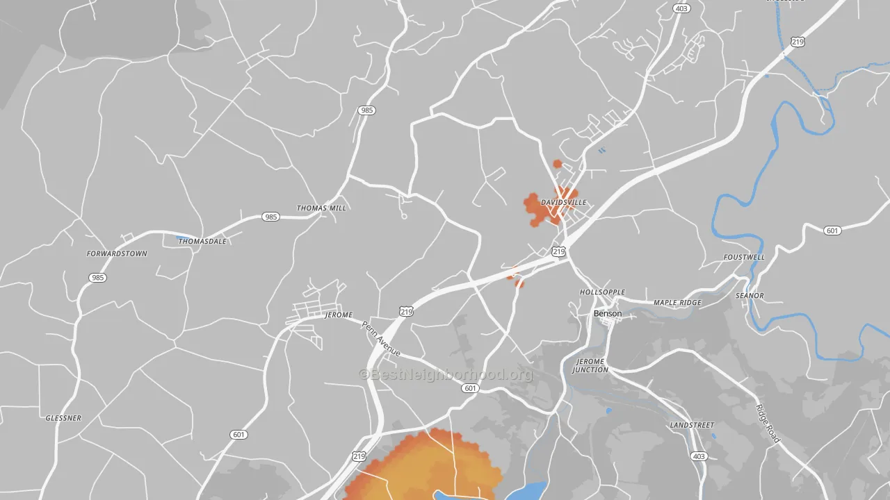 Bike Grade map of Hollsopple, PA