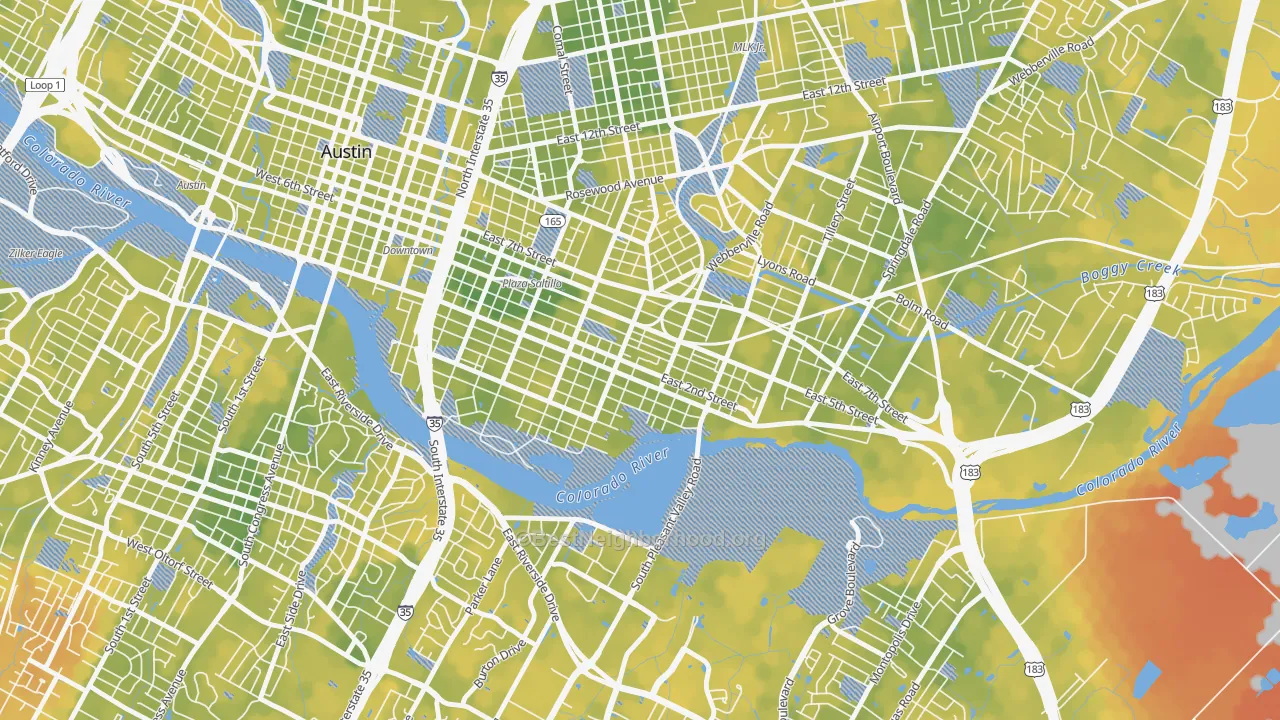 Bike Grade map of Holly, Austin, TX