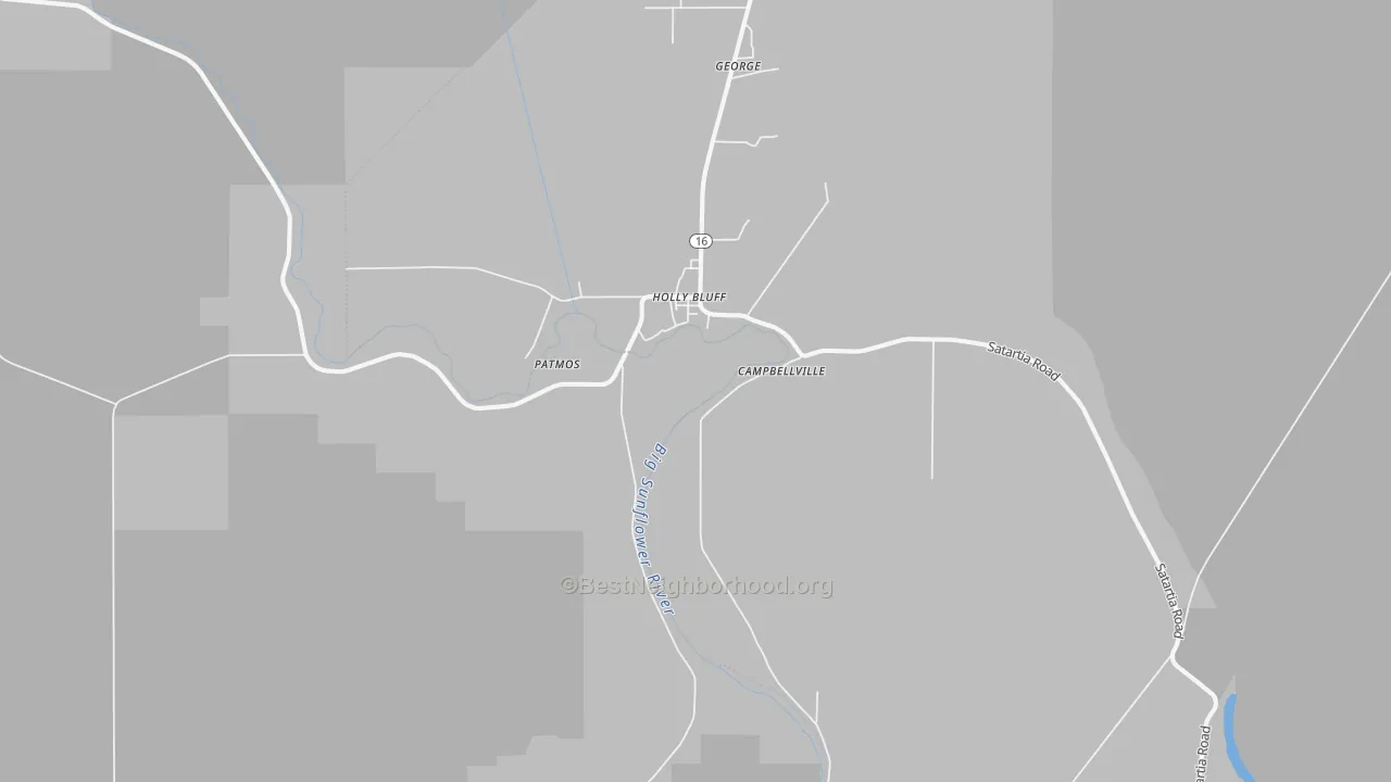 Bike Grade map of Holly Bluff, MS