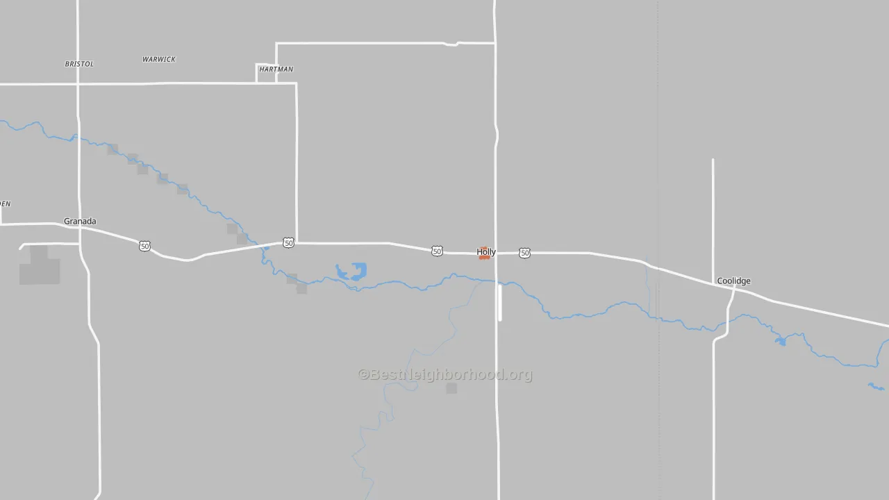 Bike Grade map of Holly, CO