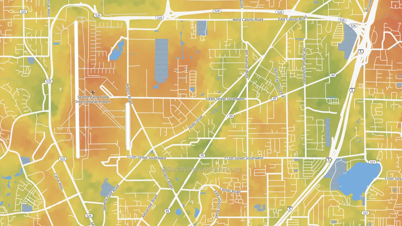 Bike Grade map of Holly, Everett, WA