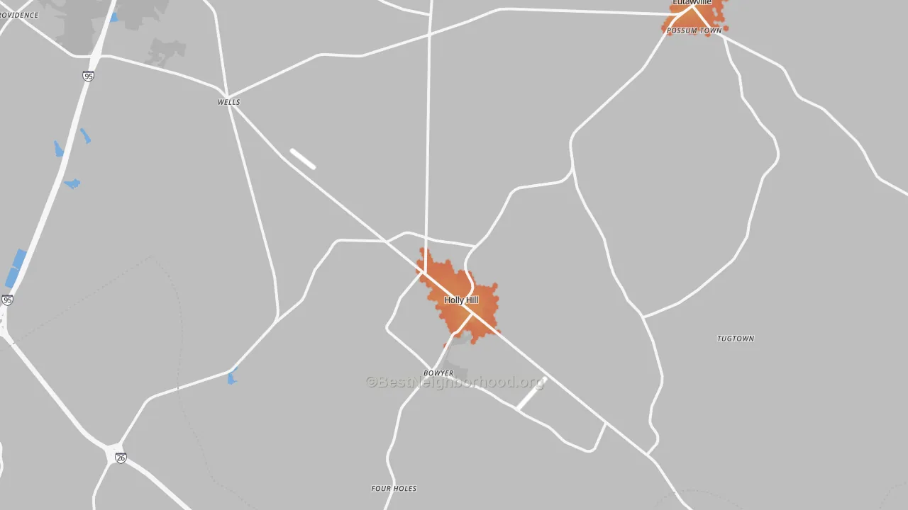 Bike Grade map of Holly Hill, SC