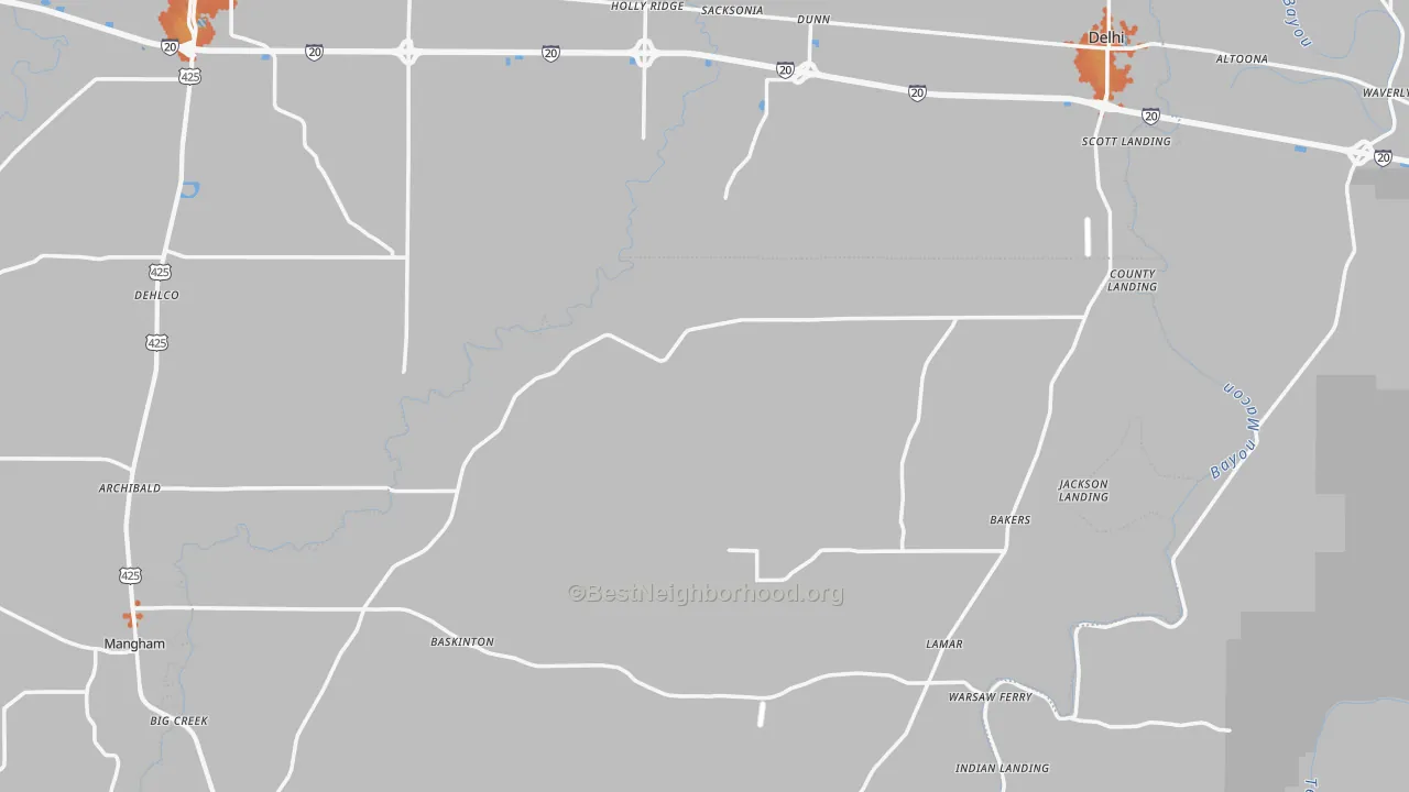 Bike Grade map of Holly Ridge, LA