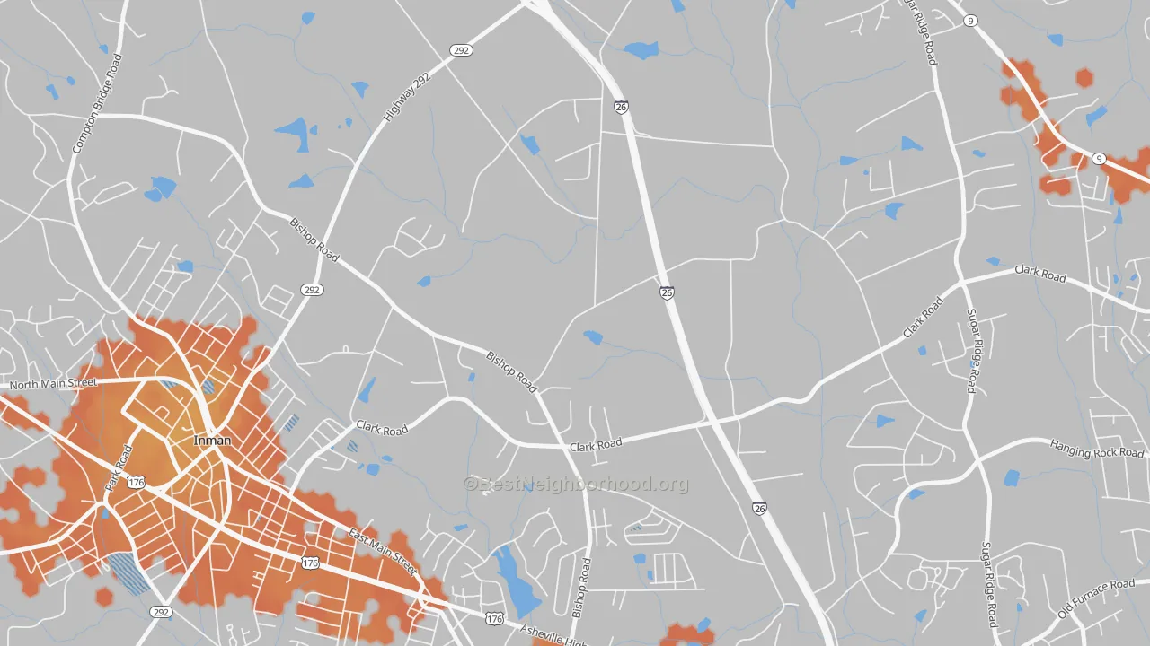 Bike Grade map of Holly Springs, SC