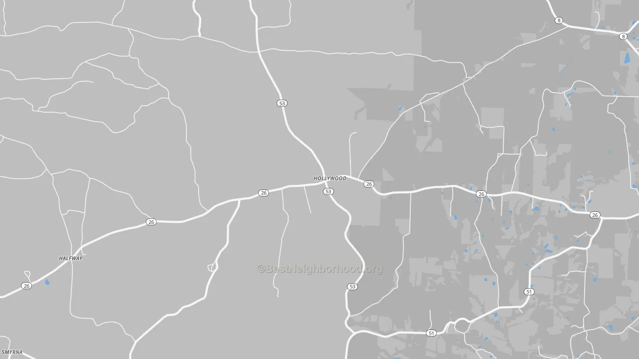 Bike Grade map of Hollywood, AR