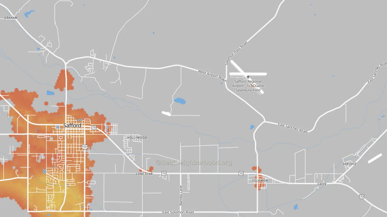 Bike Grade map of Hollywood, AZ