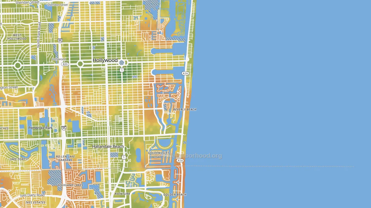 Bike Grade map of Hollywood Beach-Quadoman, Hollywood, FL