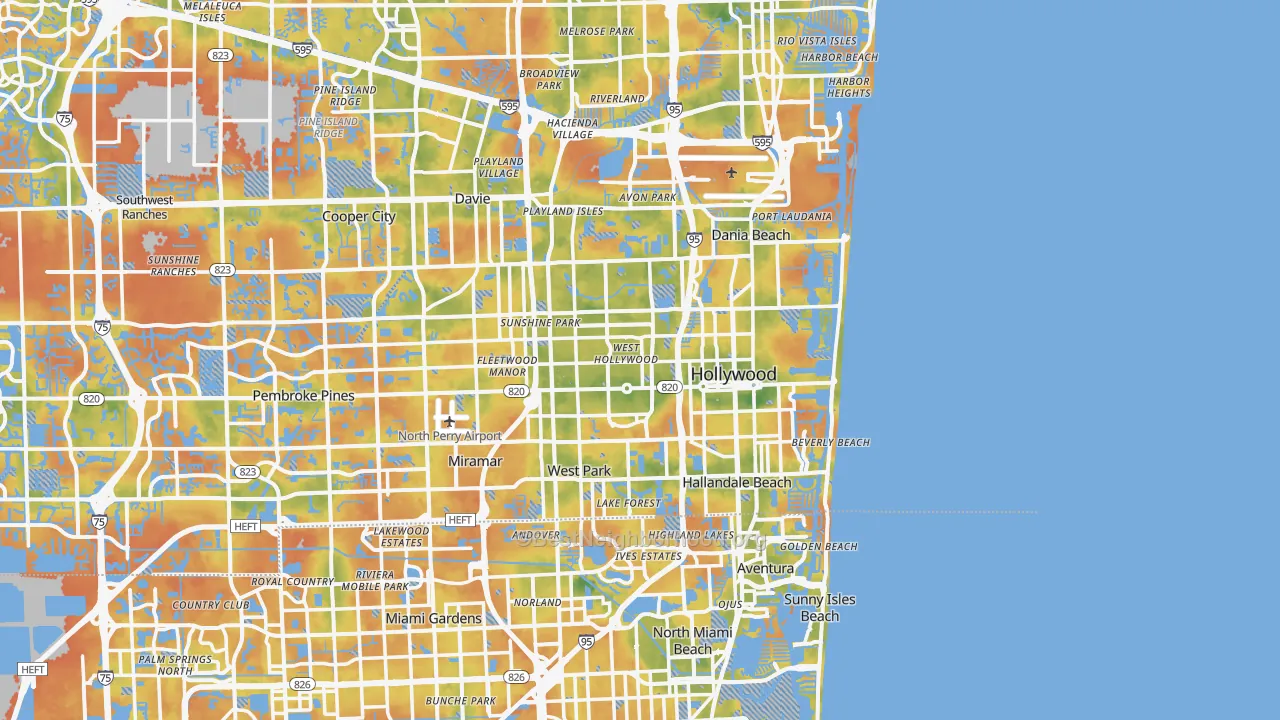 Bike Grade map of Hollywood, FL