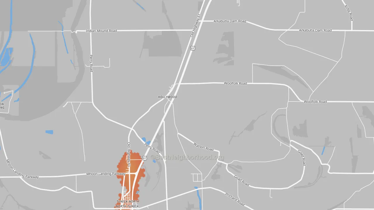 Bike Grade map of Hollywood, MS