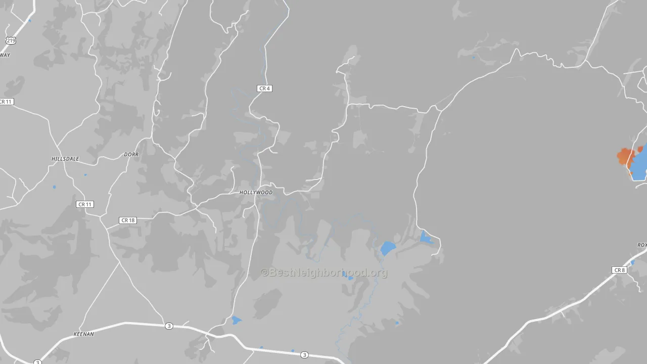 Bike Grade map of Hollywood, WV