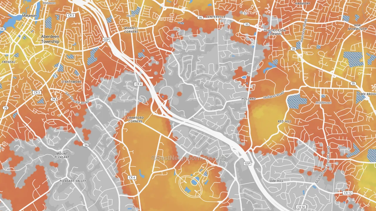 Bike Grade map of Holmdel, NJ