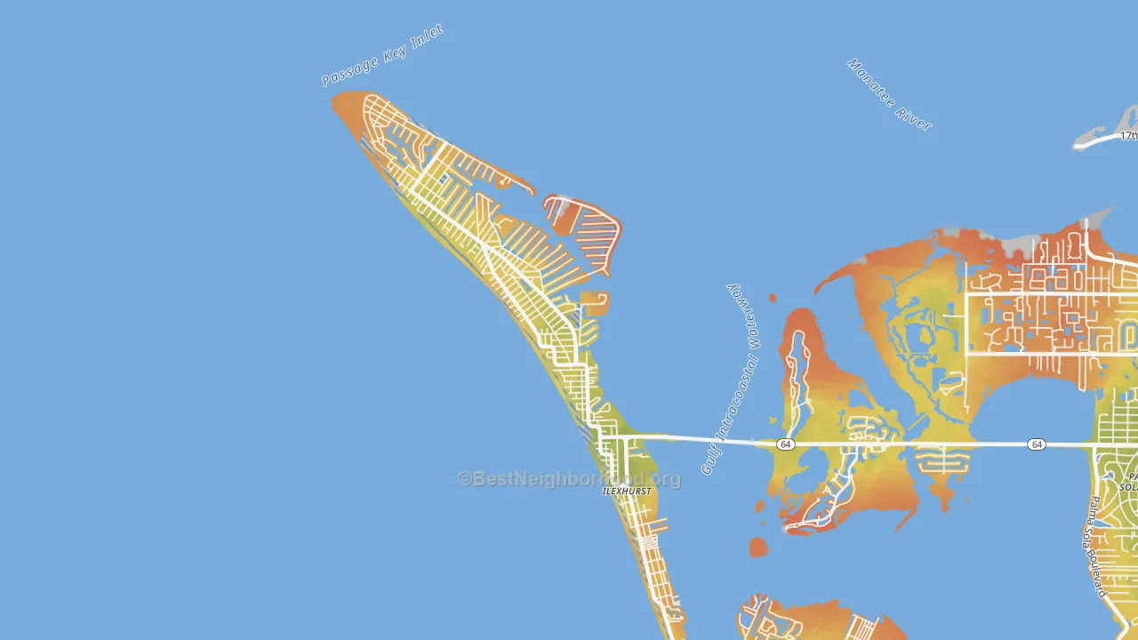Bike Grade map of Holmes Beach, FL