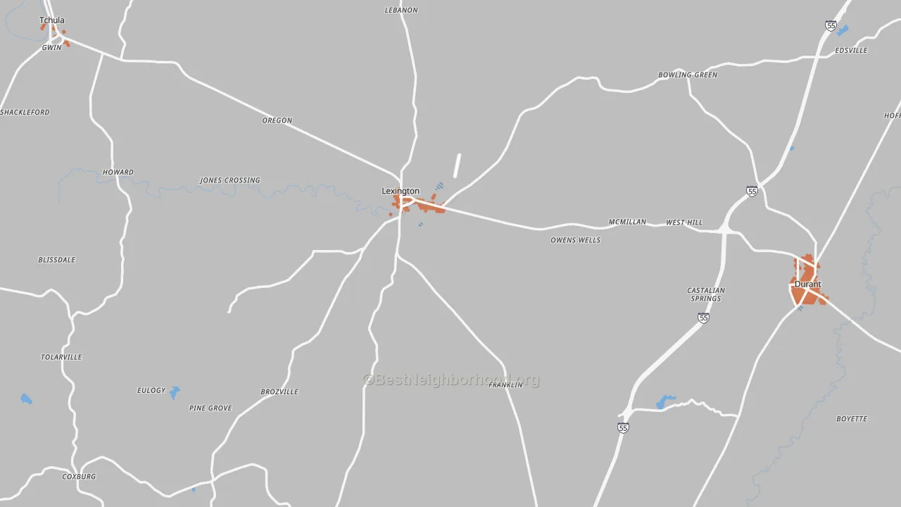 Bike Grade map of Holmes County, MS