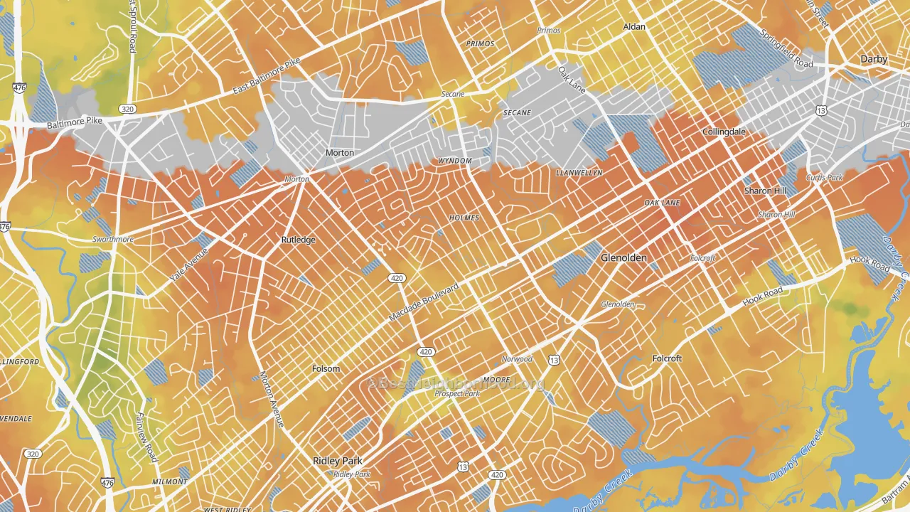 Bike Grade map of Holmes, PA