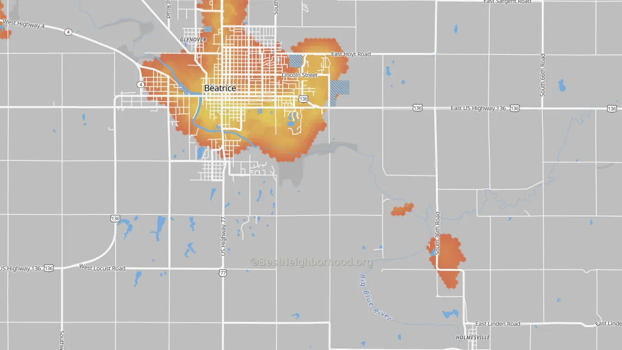 Bike Grade map of Holmesville, NE