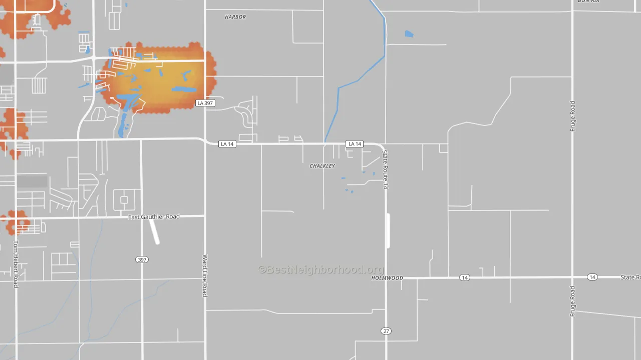Bike Grade map of Holmwood, LA