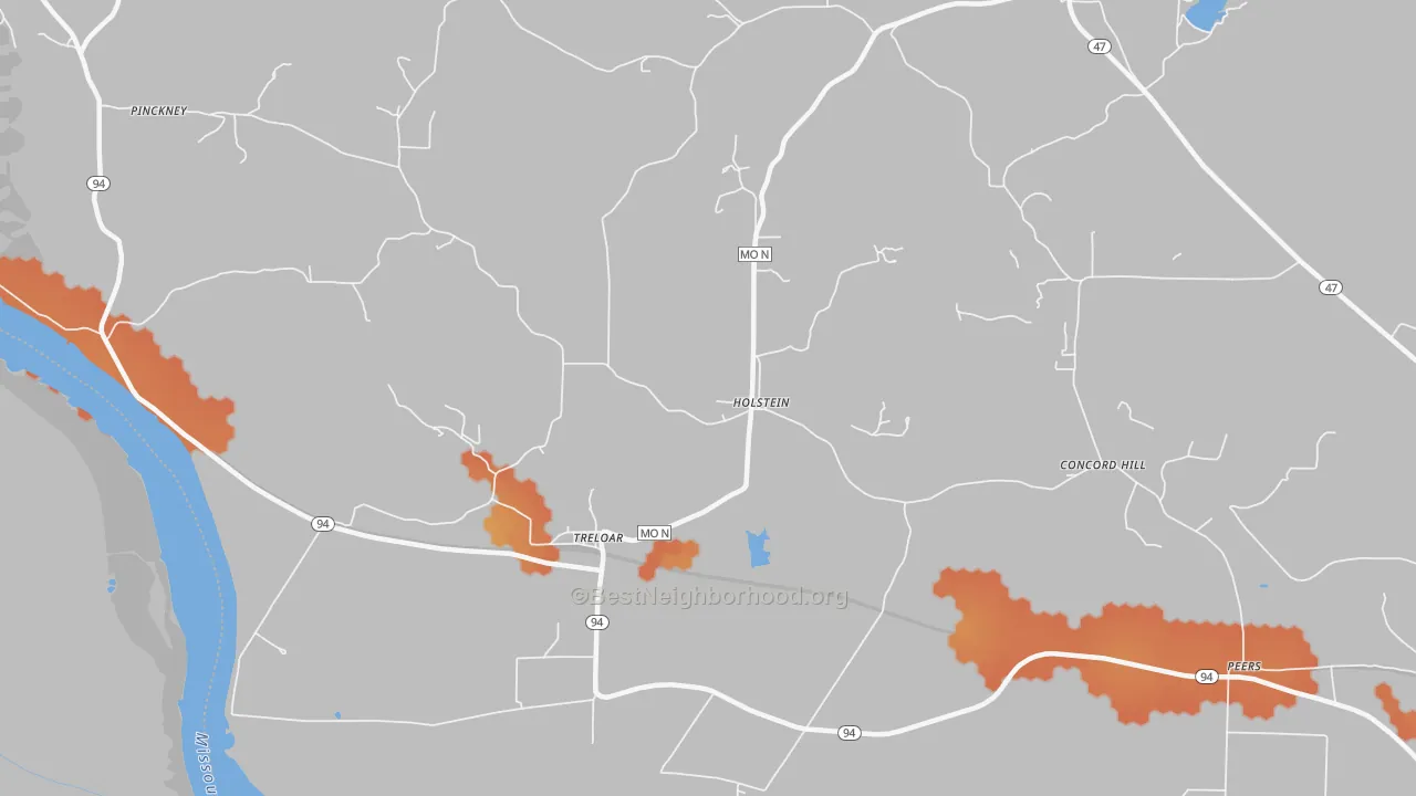 Bike Grade map of Holstein, MO