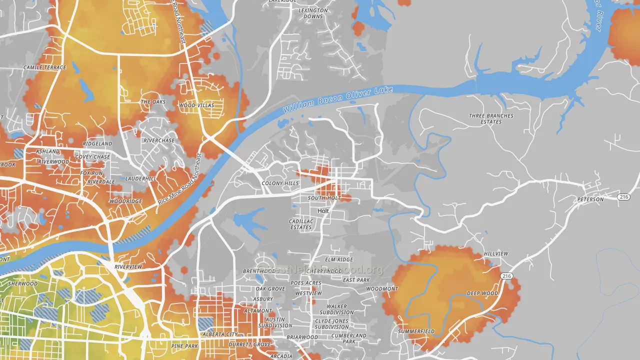 Bike Grade map of Holt, AL