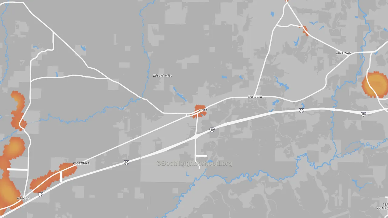 Bike Grade map of Holt, FL