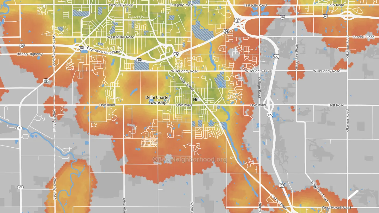Bike Grade map of Holt, MI