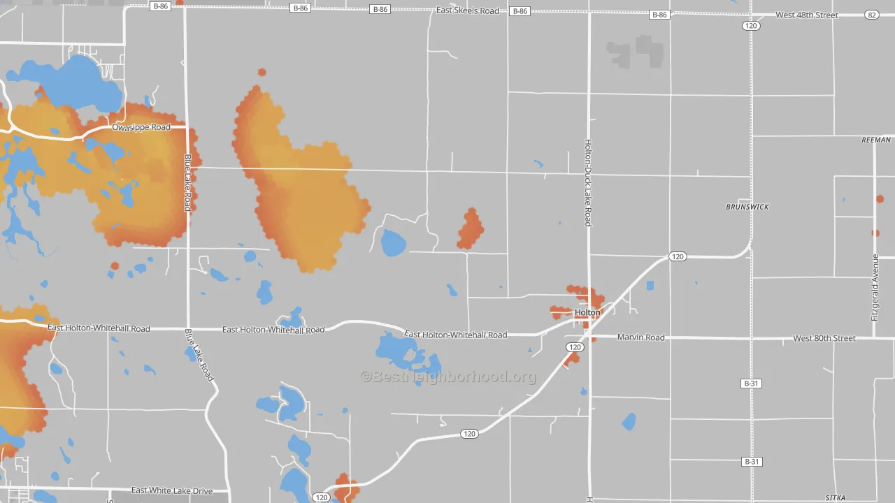 Bike Grade map of Holton, MI