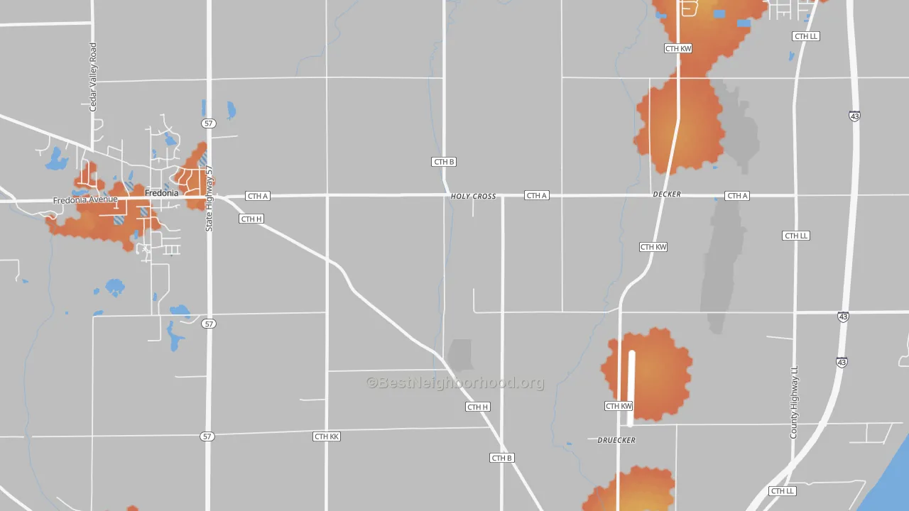 Bike Grade map of Holy Cross, WI