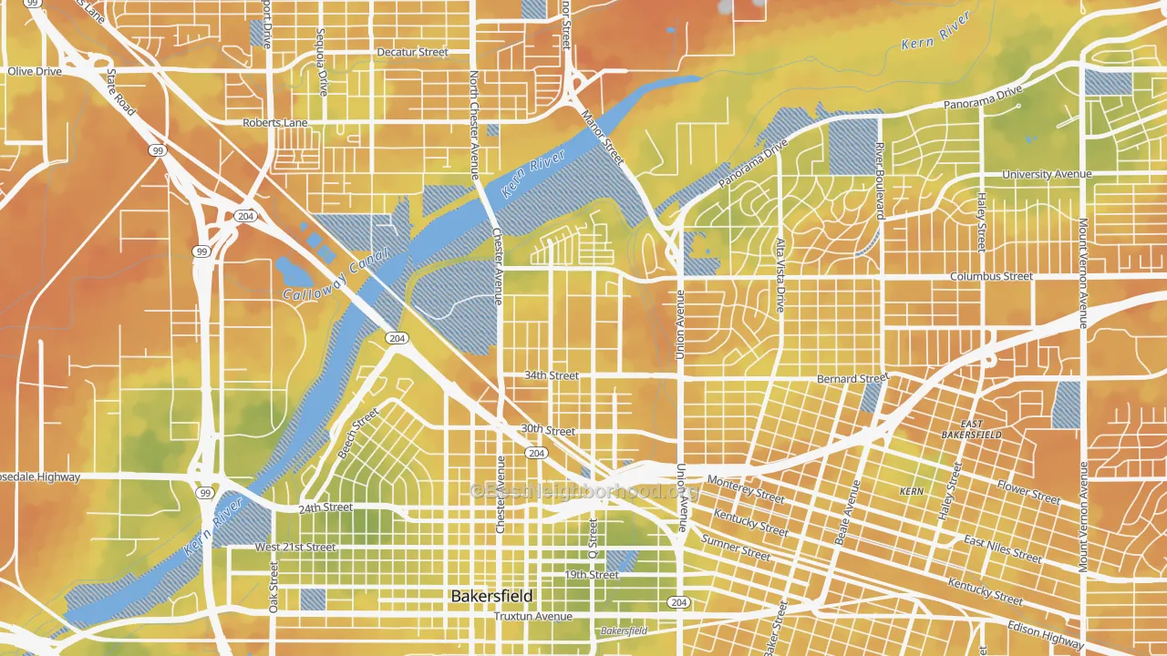 Bike Grade map of Homaker Park, Bakersfield, CA
