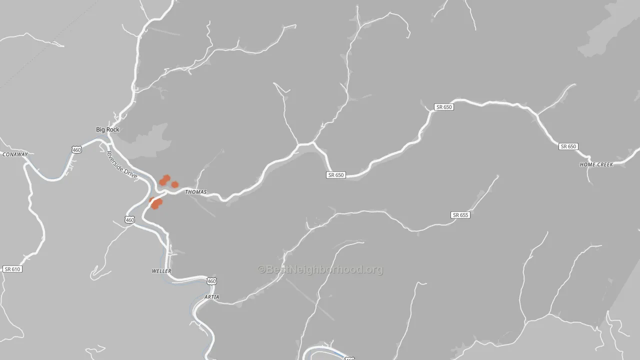 Bike Grade map of Home Creek, VA