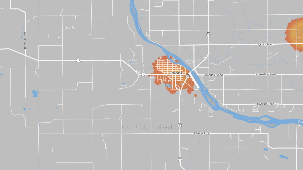 Bike Grade map of Homedale, ID