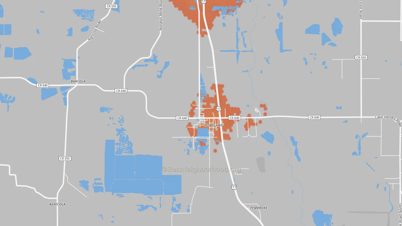 Bike Grade map of Homeland, FL