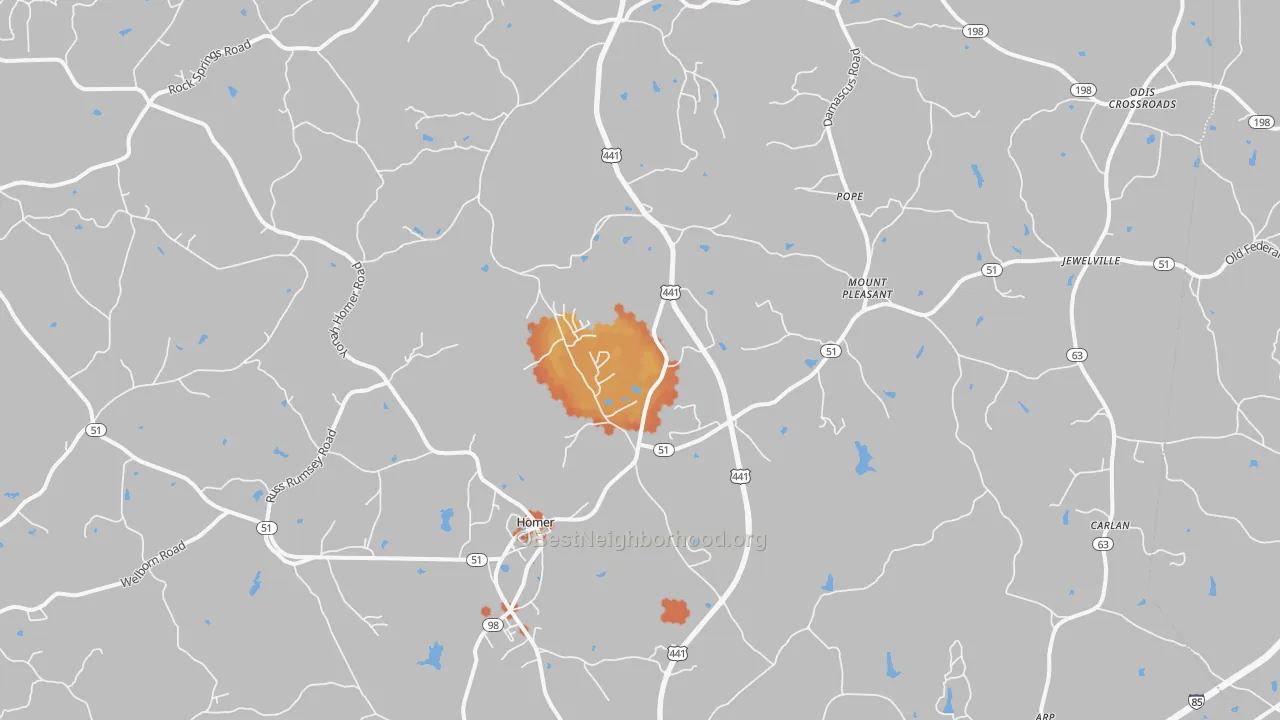 Bike Grade map of Homer, GA