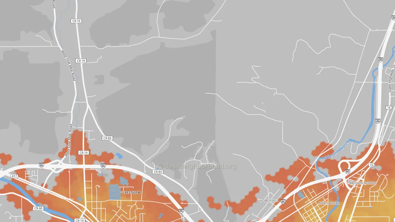 Bike Grade map of Homer Hill, NY
