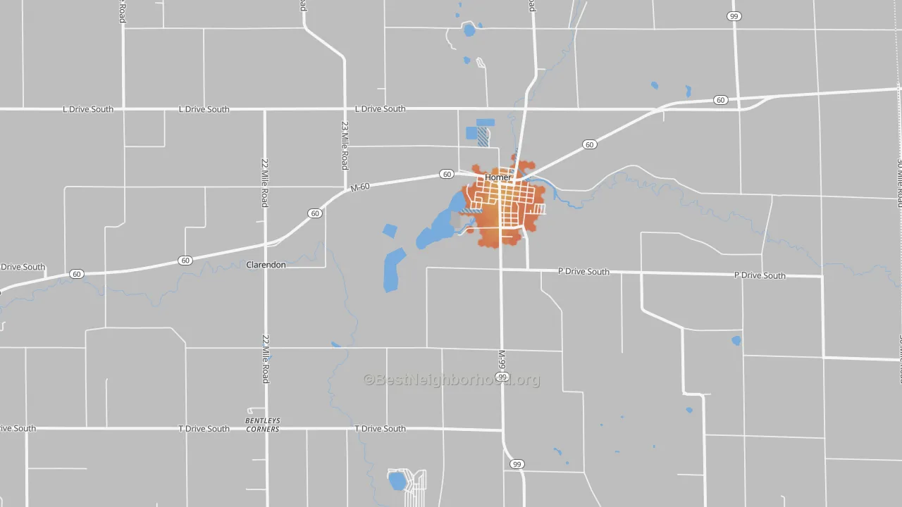 Bike Grade map of Homer, MI