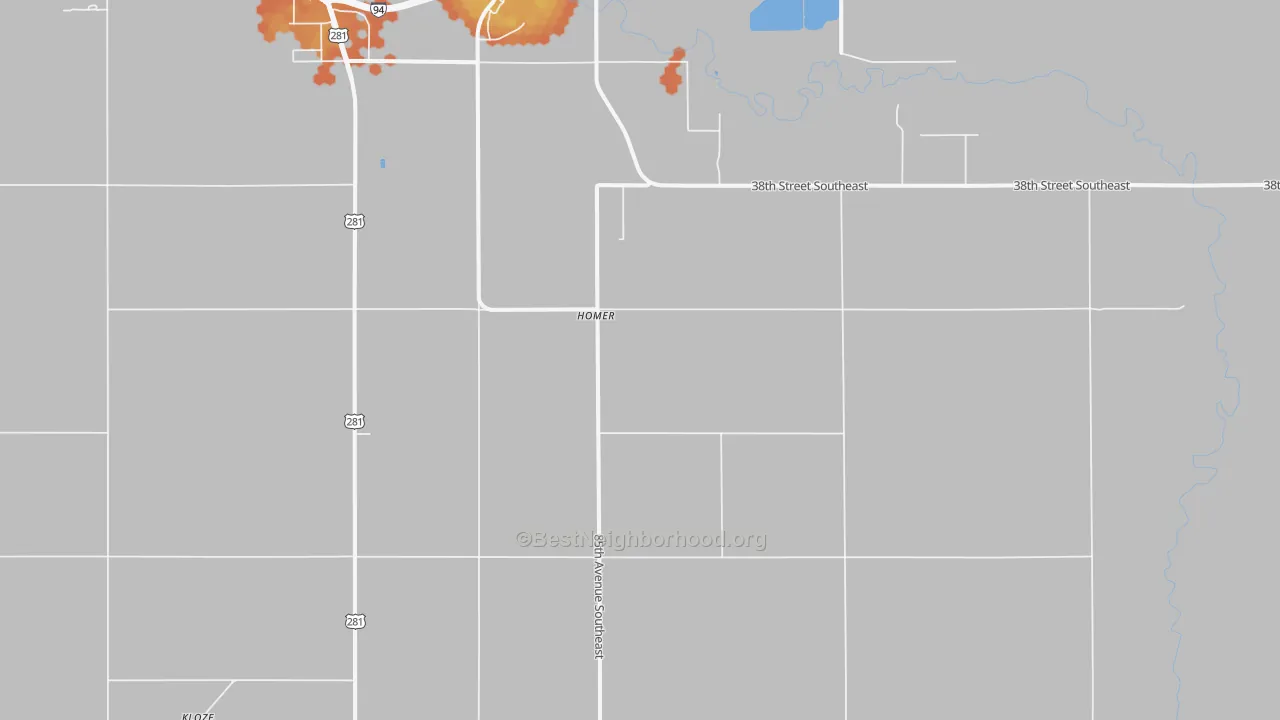 Bike Grade map of Homer, ND