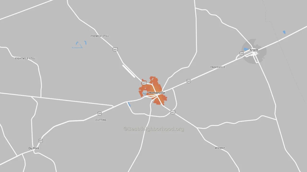 Bike Grade map of Homerville, GA