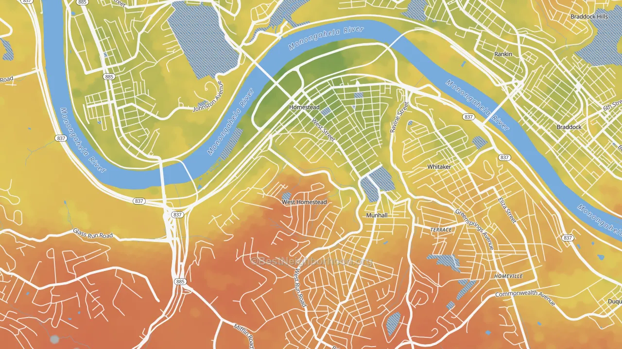 Bike Grade map of Homestead, PA