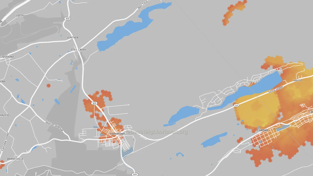 Bike Grade map of Hometown, PA