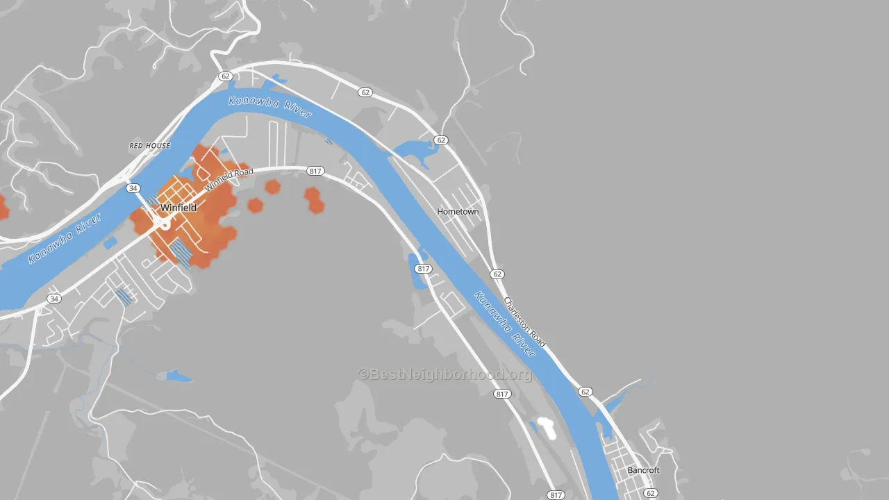 Bike Grade map of Hometown, WV