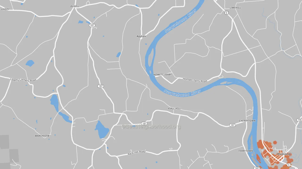 Bike Grade map of Homets Ferry, PA