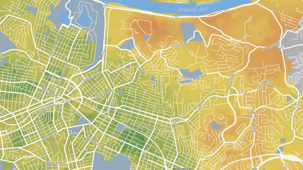 Bike Grade map of Homewood North, Pittsburgh, PA
