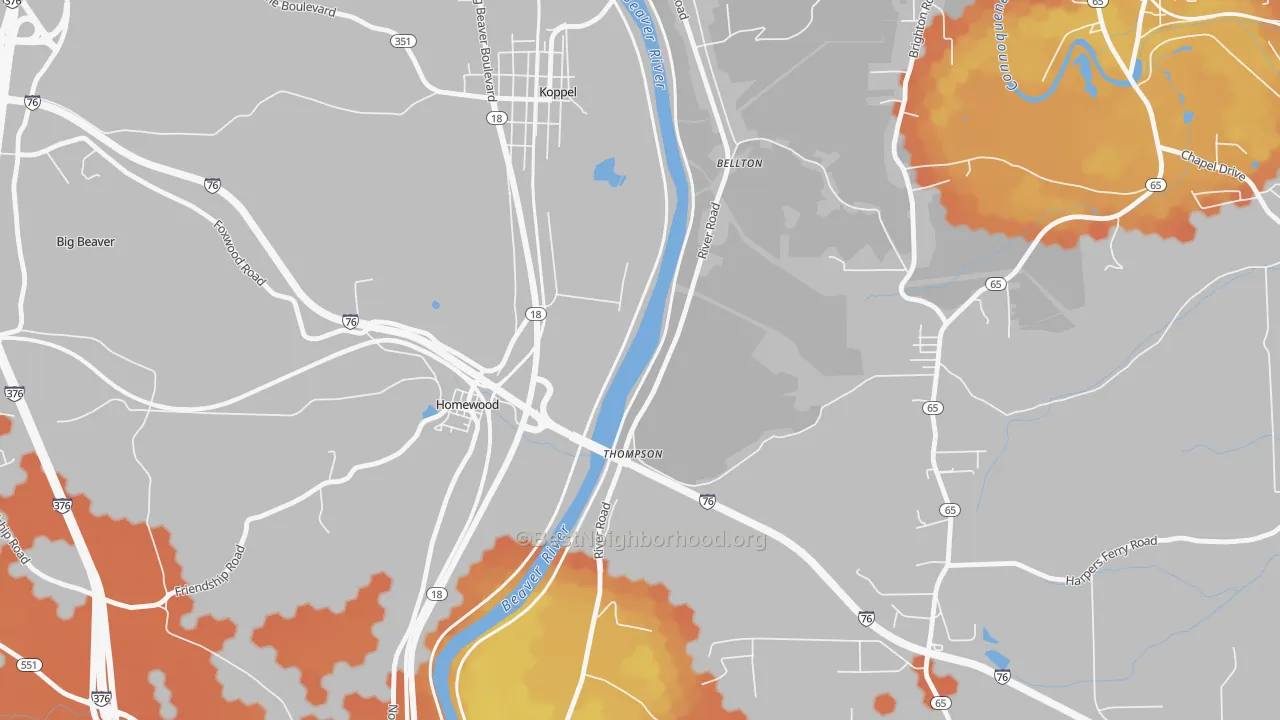 Bike Grade map of Homewood, PA